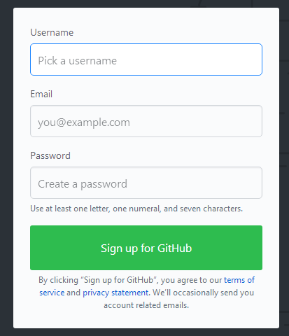 GitHub 注册表单