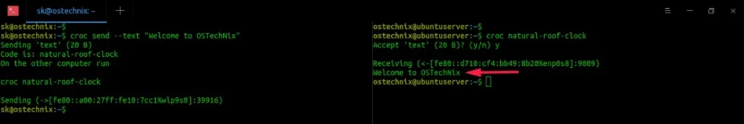 收件方需要使用以下命令获取文本
