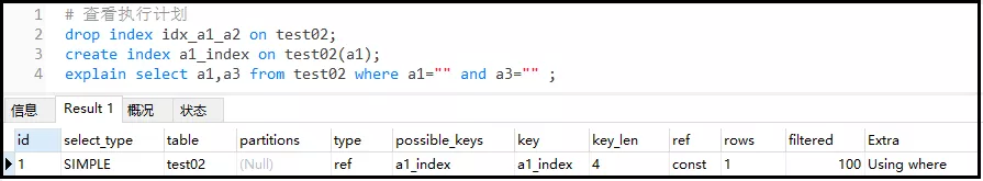 using where 表示需要【回表查询】