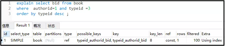 没有了 In,则不会出现 using where