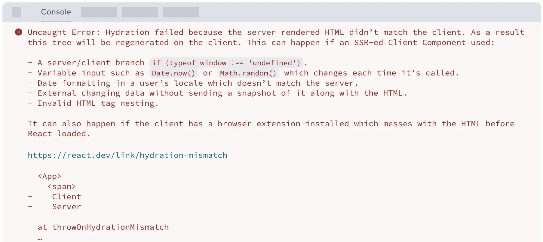 显示不匹配的差异