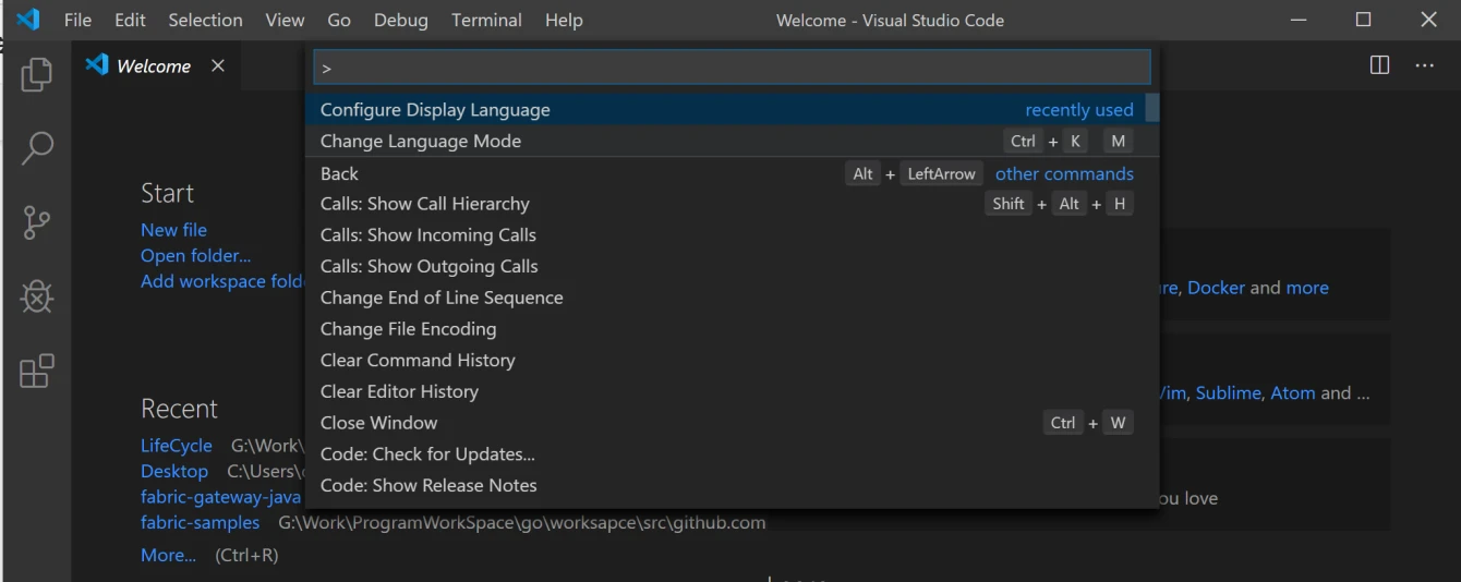 打开命令快捷键