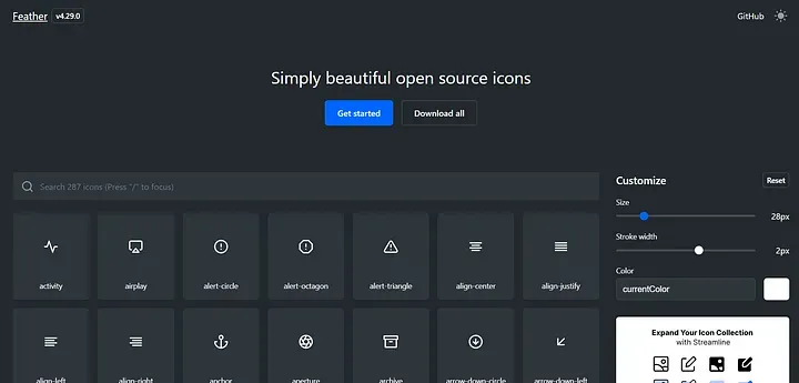 Feather Icons:轻巧有趣