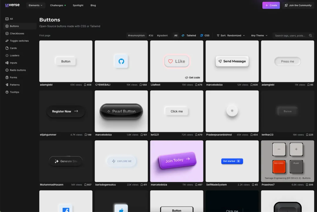 Uiverse 上按钮(Buttons)