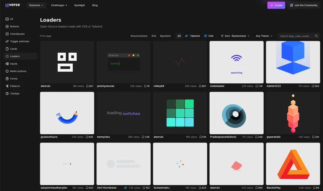 Uiverse 上加载器(Loaders)