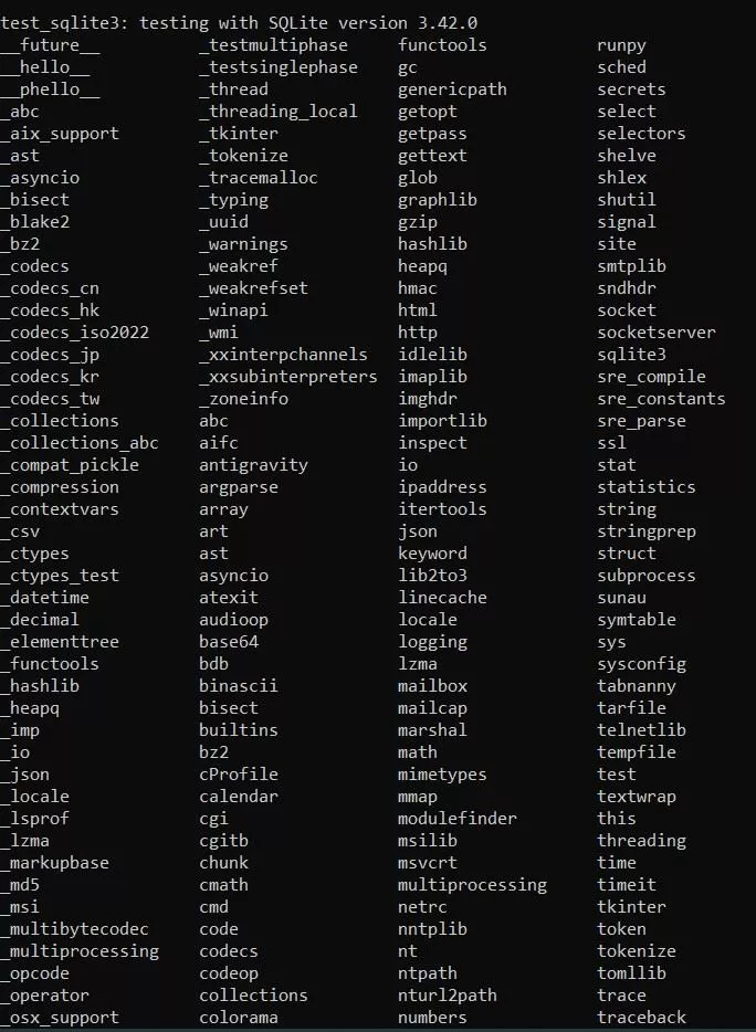 Python 解释器中查看可用模块列表