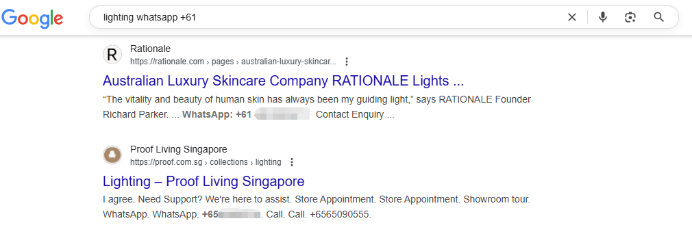 搜索引擎查指令找 WhatsApp 客户