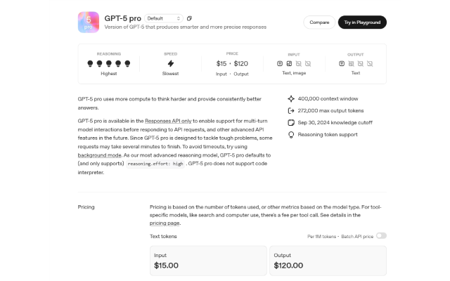 OpenAI 发布全新 GPT-5 Pro API