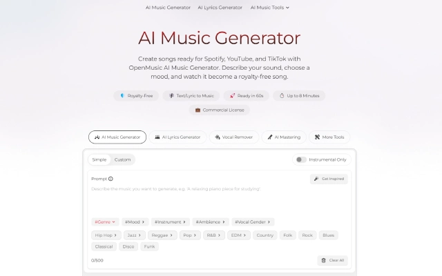 OpenMusic AI 音乐生成器