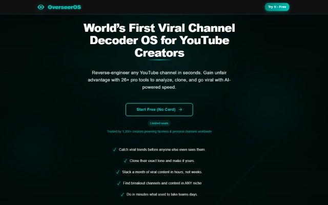 OverseerOS：全球首个解码 YouTube 热门频道的创作者专属操作系统