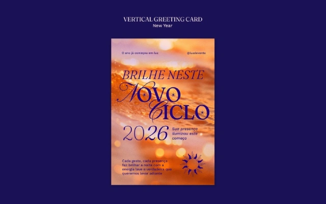 2026 创意新年快乐主题卡片设计免费 PSD 素材下载