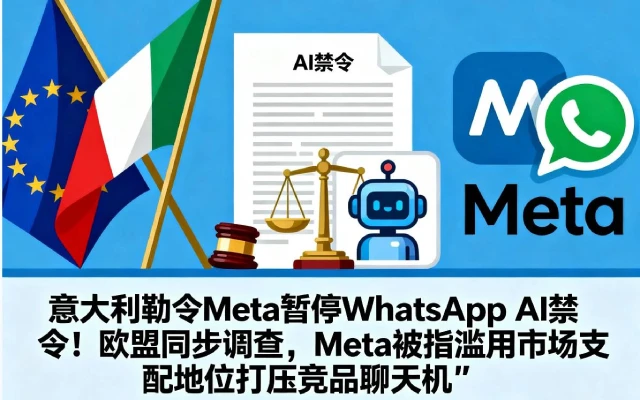 Meta因WhatsApp AI禁令被意大利勒令暂停，欧盟同步调查其打压竞品聊天机器人问题