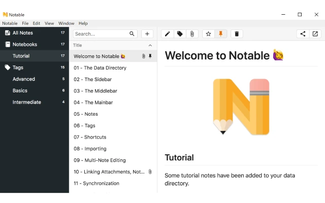Notable：跨平台的开源笔记软件，支持GitHub Flavored Markdown